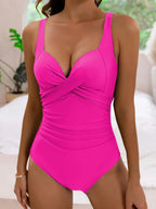 One-piece bikini with twisted front