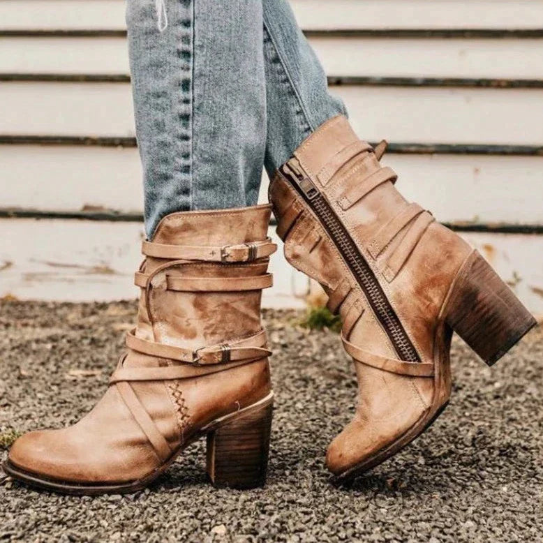 Distressed Brown Booties