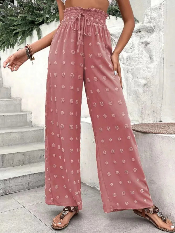 Textured Wide-Leg Pants