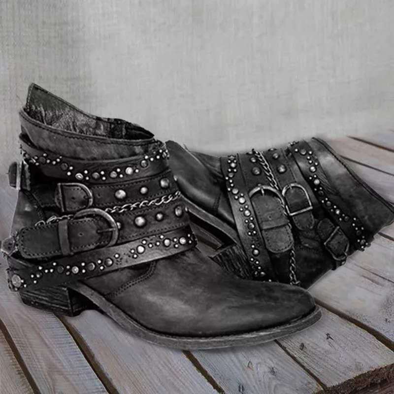 Studded Western Ankle Boots