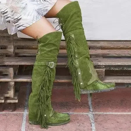 Fringed Over-The-Knee Boots