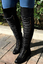 Over-the-knee boots with lacing