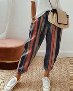 Striped Linen Jogger Pants