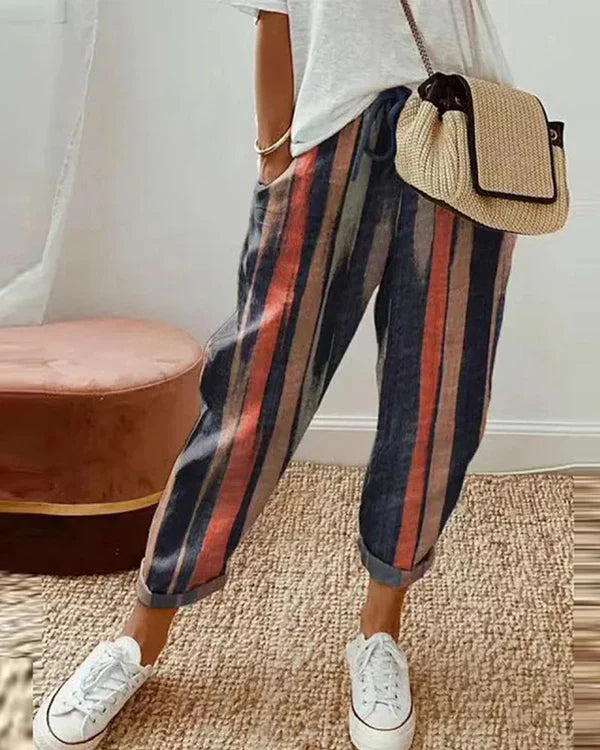 Striped Linen Jogger Pants