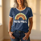 T-Shirt With Good Vibes Rainbow Graphic