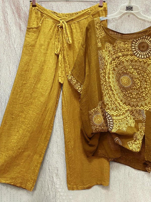 Tie Waist Wide Leg Pants Set