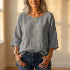 Top Gray Linen With Long Sleeve