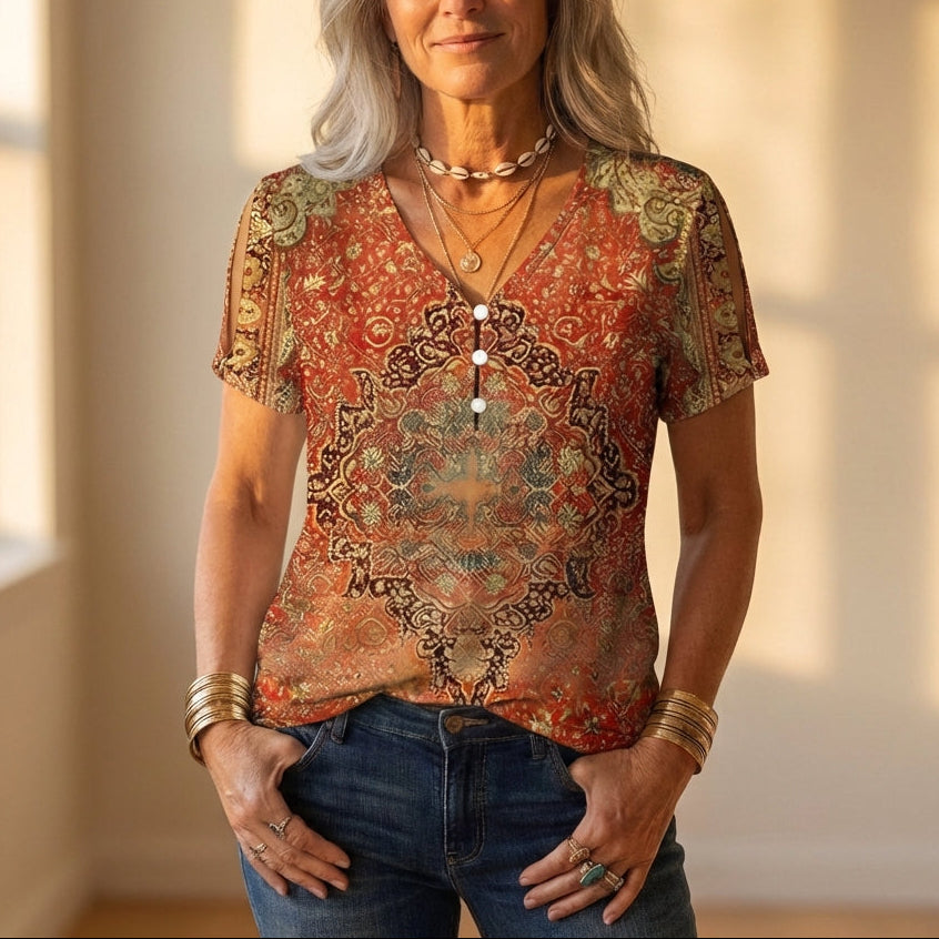 Top Rust With Paisley & Damask Pattern