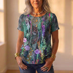 Top With Floral & Swirl Pattern