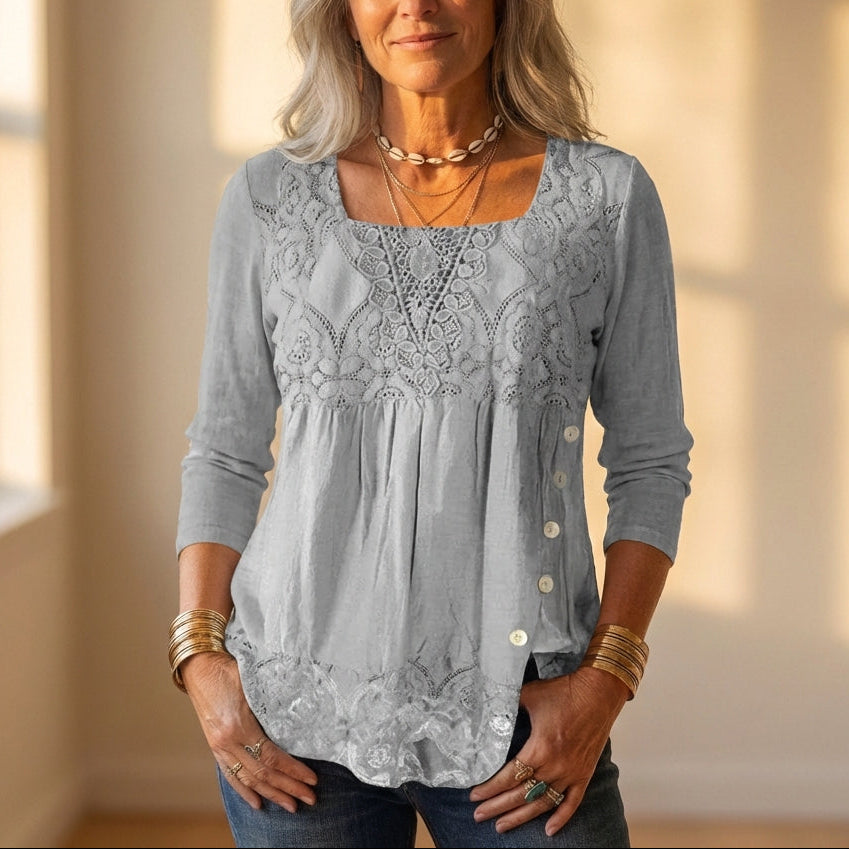 Tunic With Lace & Button Detail