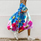 Tropical Multicolor Print Midi Dress
