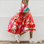Tropical Multicolor Print Midi Dress
