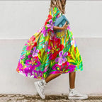 Tropical Multicolor Print Midi Dress