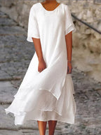 Linen Short Sleeve Maxi Dress