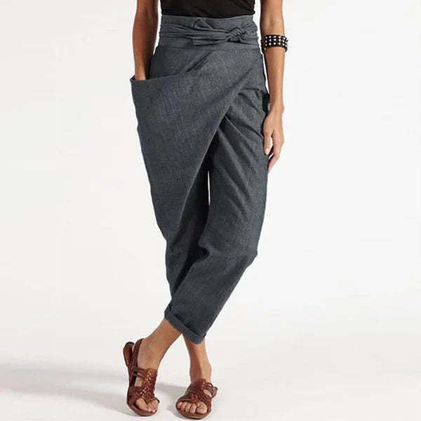 Wrap Front Cropped Trousers