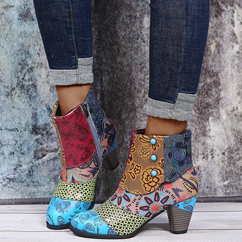 Patchwork Bohemian Ankle Boots