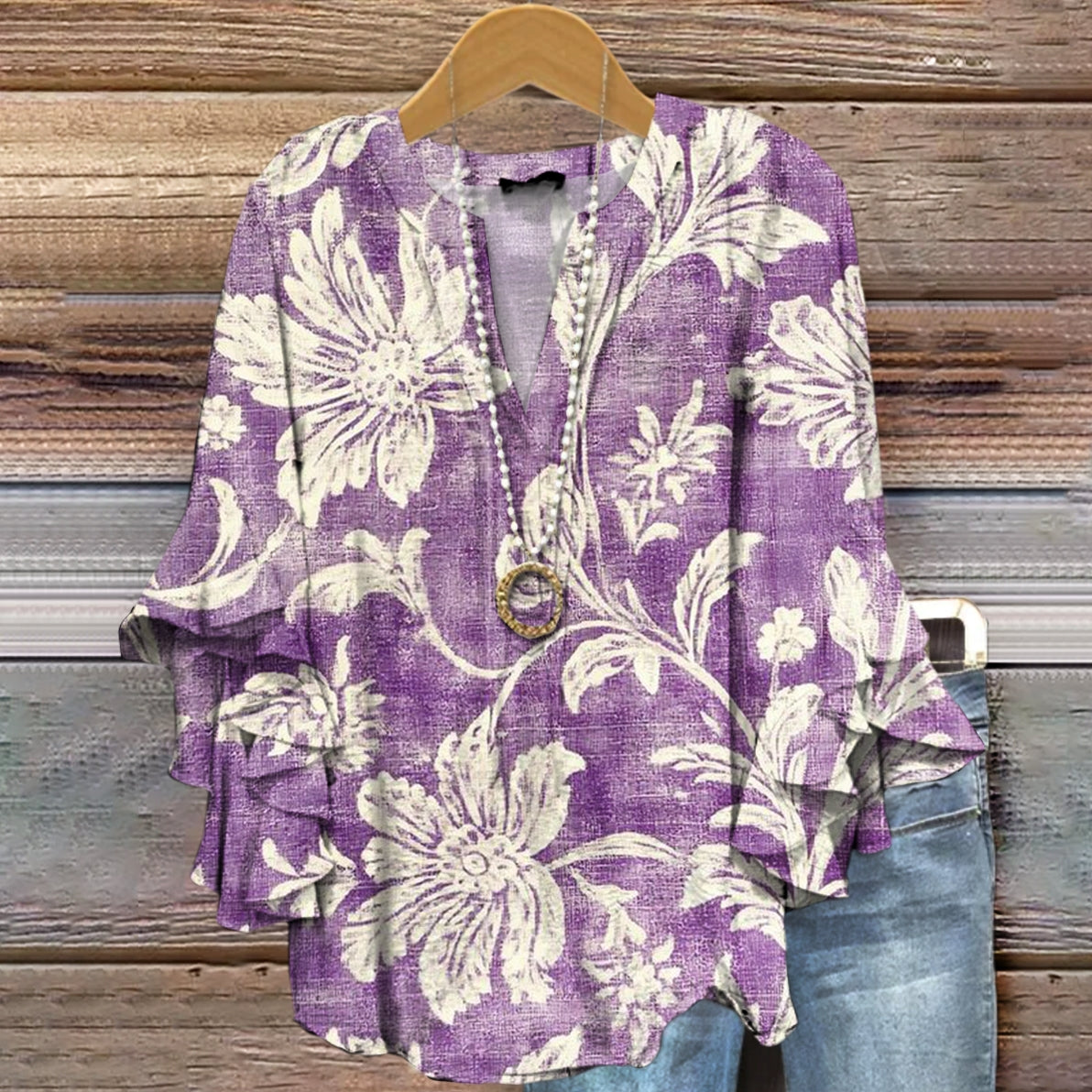 Women's Floral Pattern Art Print Cotton Linen Casual Shirt