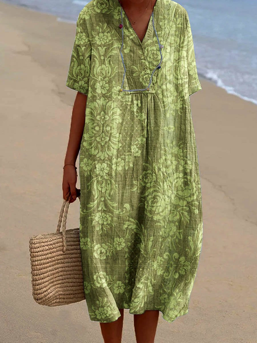 Women's Seaside Vacation V-neck Elegant Simple Floral Geometric Patter