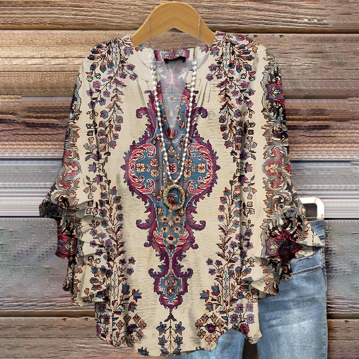 Women's Floral Pattern Art Print Cotton Linen Casual Shirt