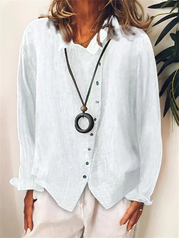Linen Button Down Shirt With Long Sleeves