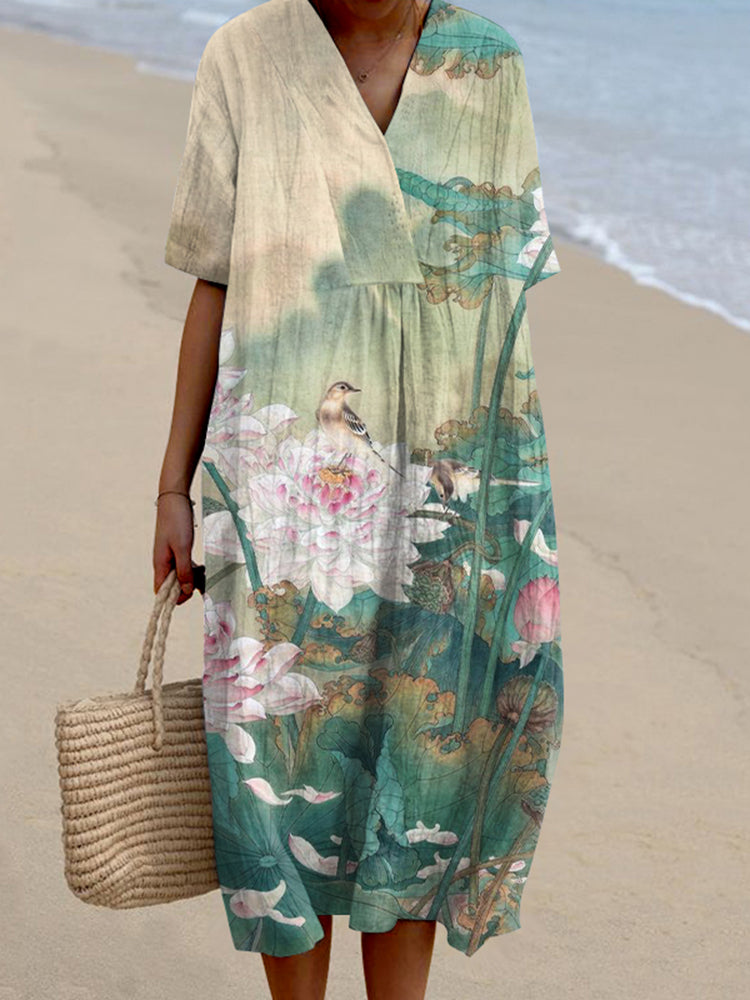 Abstract Floral Pattern Women'S Dress