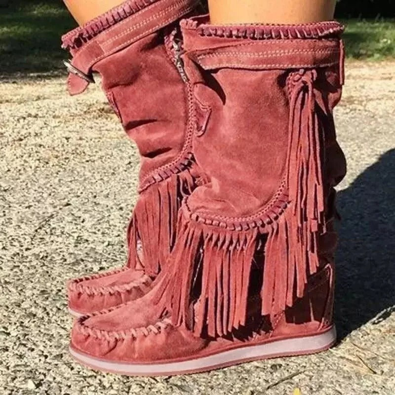 Boho fringe western boots