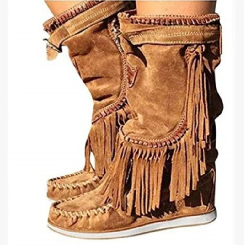 Boho fringe western boots