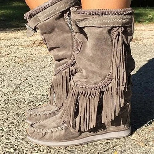 Boho fringe western boots