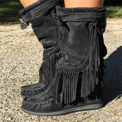 Boho fringe western boots