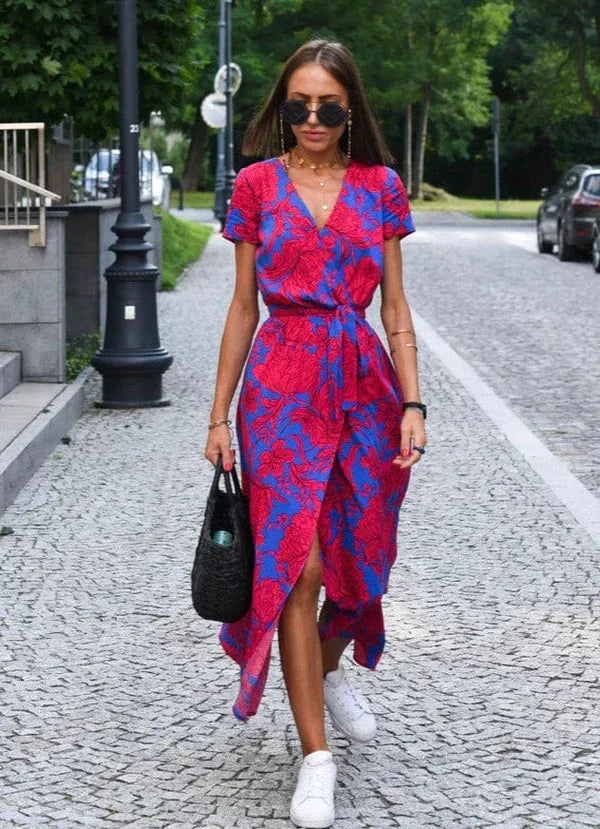 Floral Wrap Midi Dress