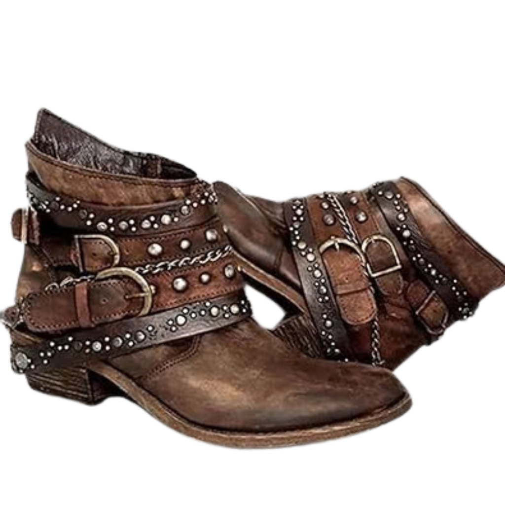 Studded Western Ankle Boots