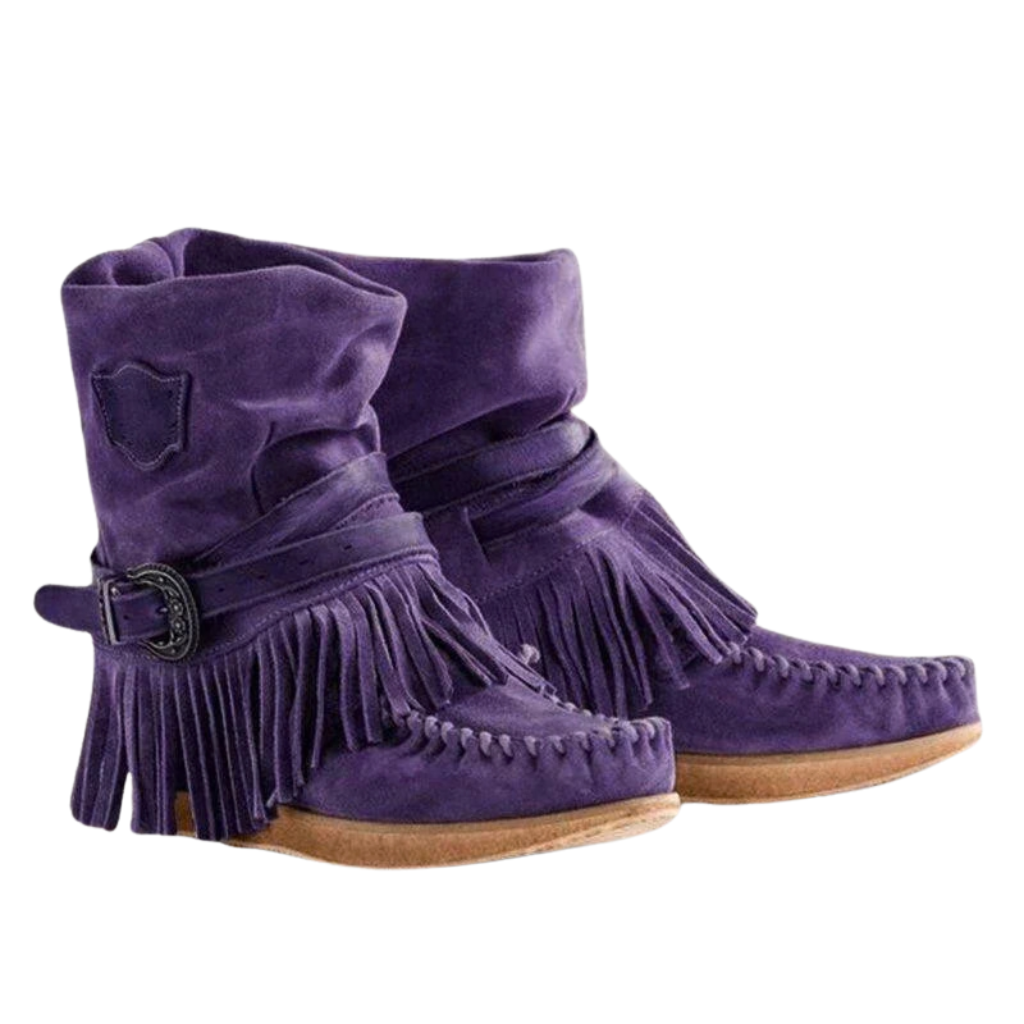 Fringed Moccasin Ankle Boots