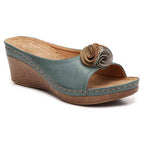 Rosette Wedge Sandals
